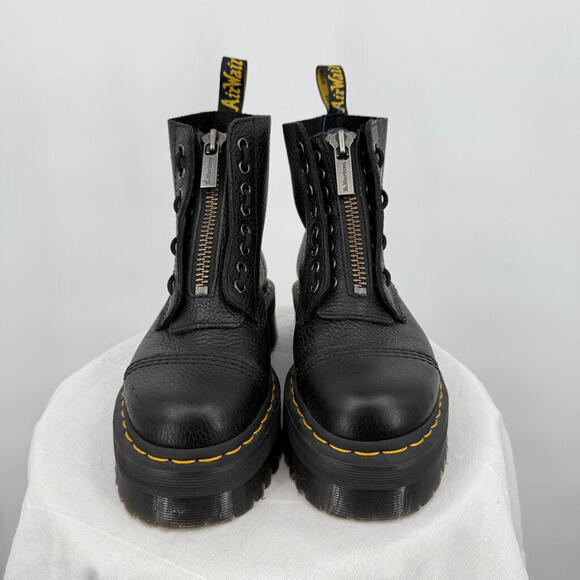 Women's Doc Marten Sinclair Milled Nappa Leather Platform Boots Black Shoes 6 - Picture 2 of 7